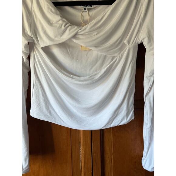 NWT Revolve SER.O.YA Women's Artemis Twist Neck Cutout Blouse Top White Size XL - Picture 7 of 11